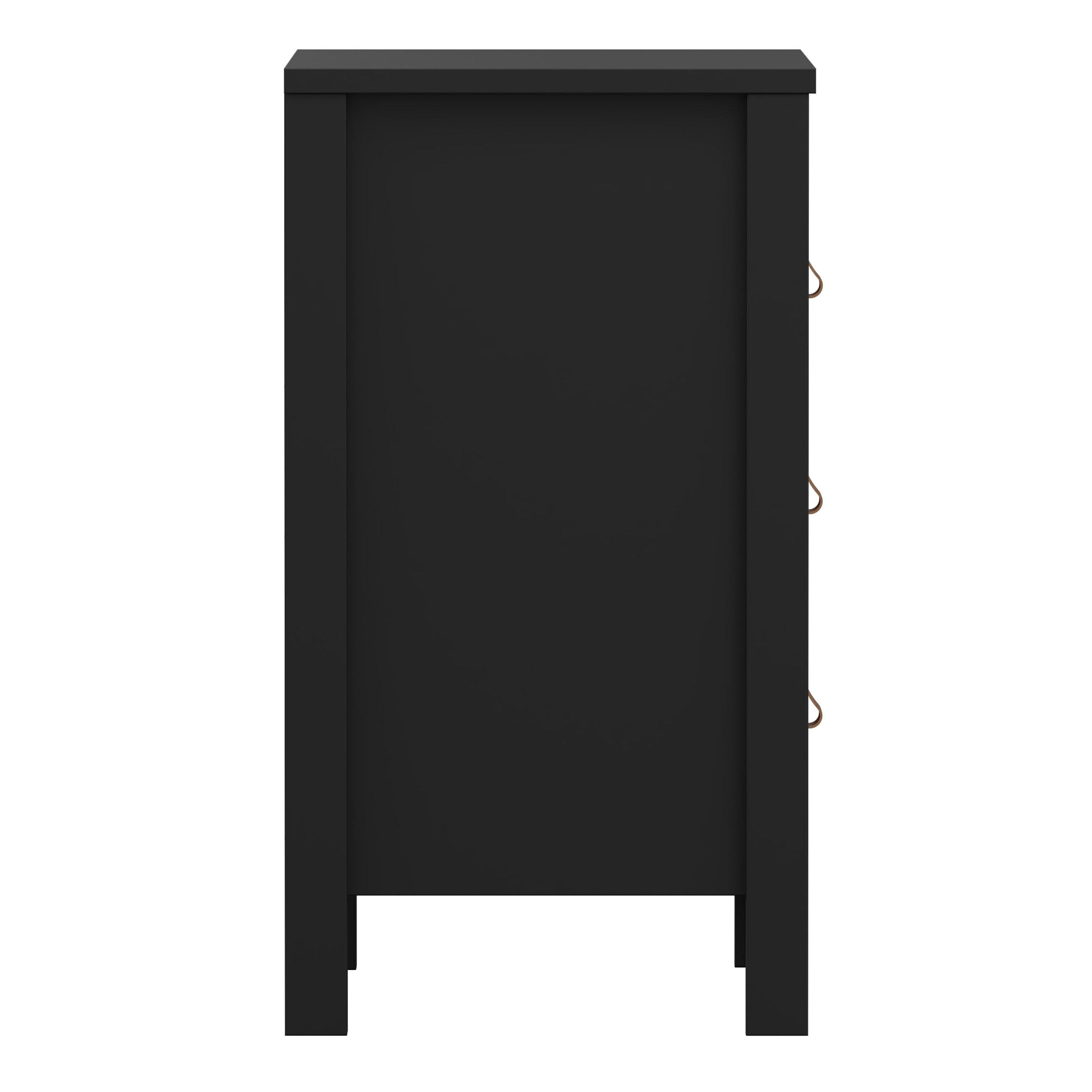Barcelona Bedside Table 3 Drawers in Matt Black - image 4