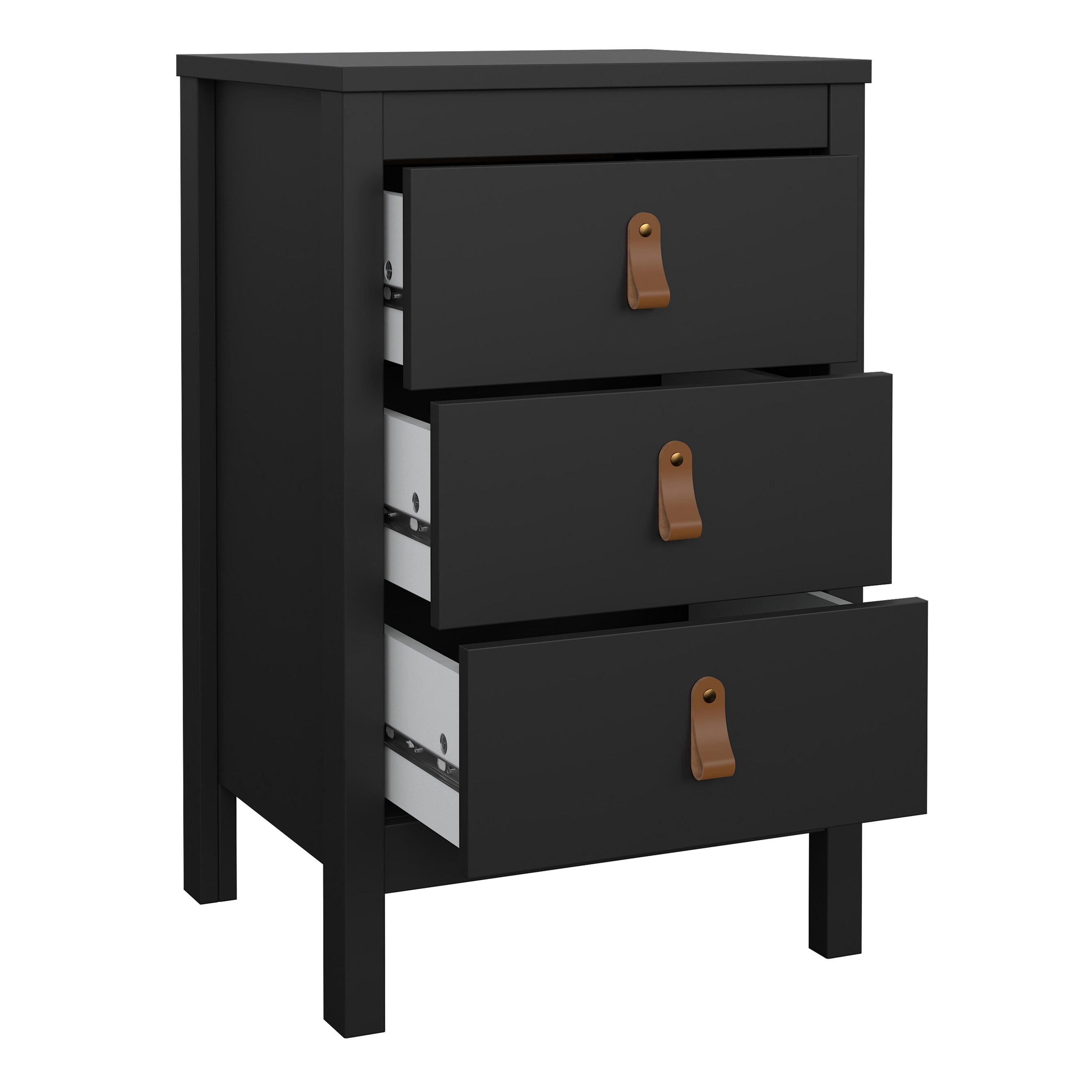 Barcelona Bedside Table 3 Drawers in Matt Black - image 6