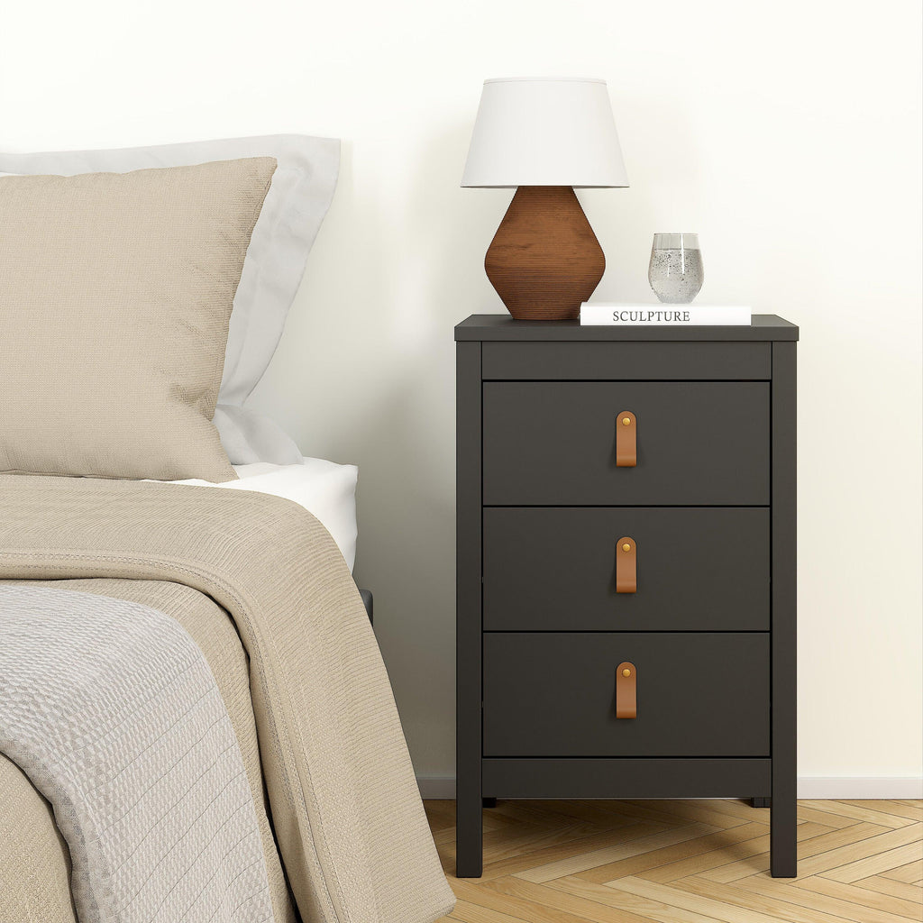 Barcelona Bedside Table 3 Drawers in Matt Black - image 7