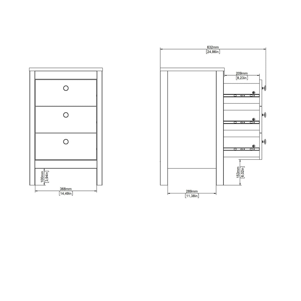 Barcelona Bedside Table 3 Drawers in Jackson Hickory Oak - image 11