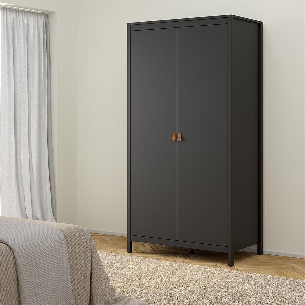 Barcelona Package - Bedside Table 2 Drawers + Chest 5 Drawers + Wardrobe with 2 Doors in Matt Black - image 12