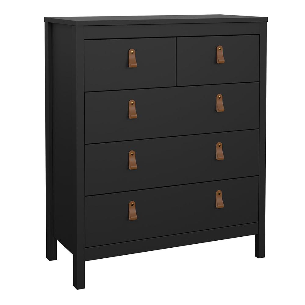 Barcelona Package - Bedside Table 2 Drawers + Chest 5 Drawers + Wardrobe with 2 Doors in Matt Black - image 6