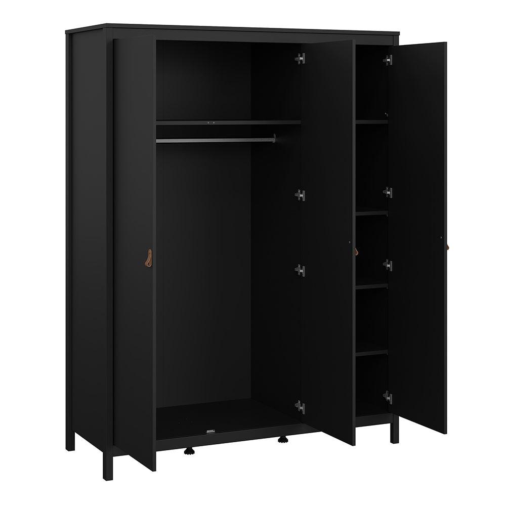 Barcelona Package - Bedside Table 2 Drawers + Chest 5 Drawers + Wardrobe with 3 Doors in Matt Black - image 11