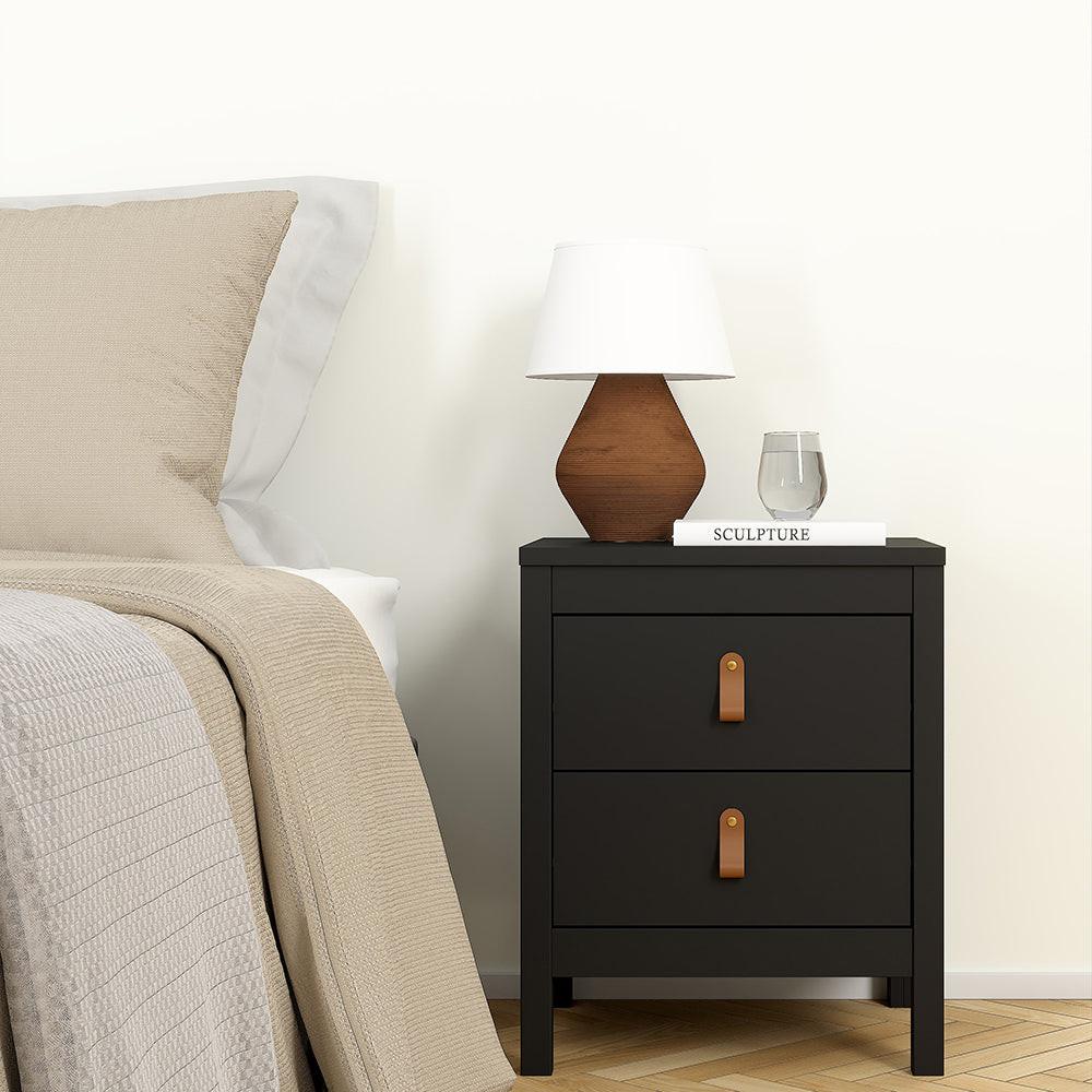 Barcelona Package - Bedside Table 2 Drawers + Chest 5 Drawers + Wardrobe with 3 Doors in Matt Black - image 4