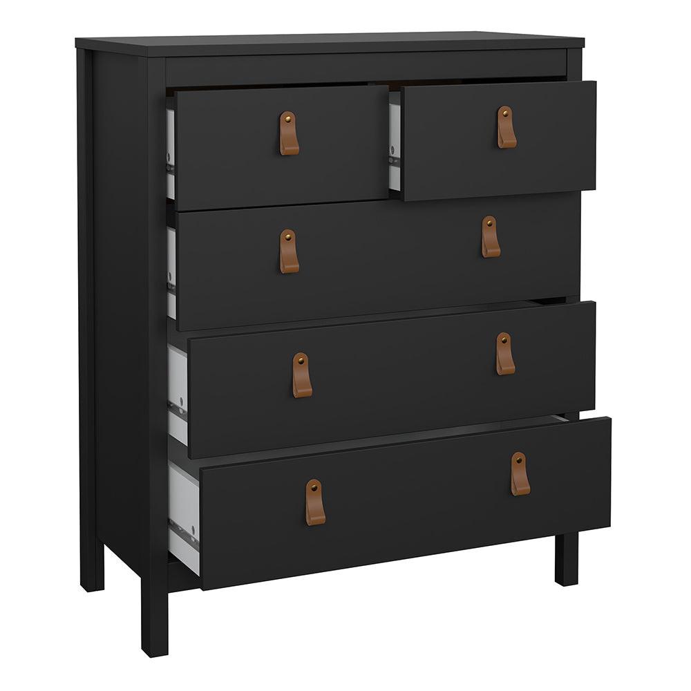 Barcelona Package - Bedside Table 2 Drawers + Chest 5 Drawers + Wardrobe with 3 Doors in Matt Black - image 7