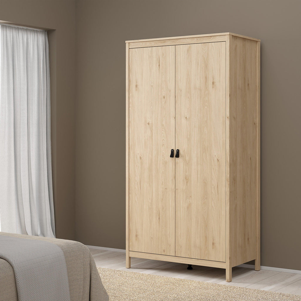 Barcelona Package - Bedside Table 2 Drawers + Chest 5 Drawers + 2 Door Wardrobe in Jackson Hickory Oak - image 12