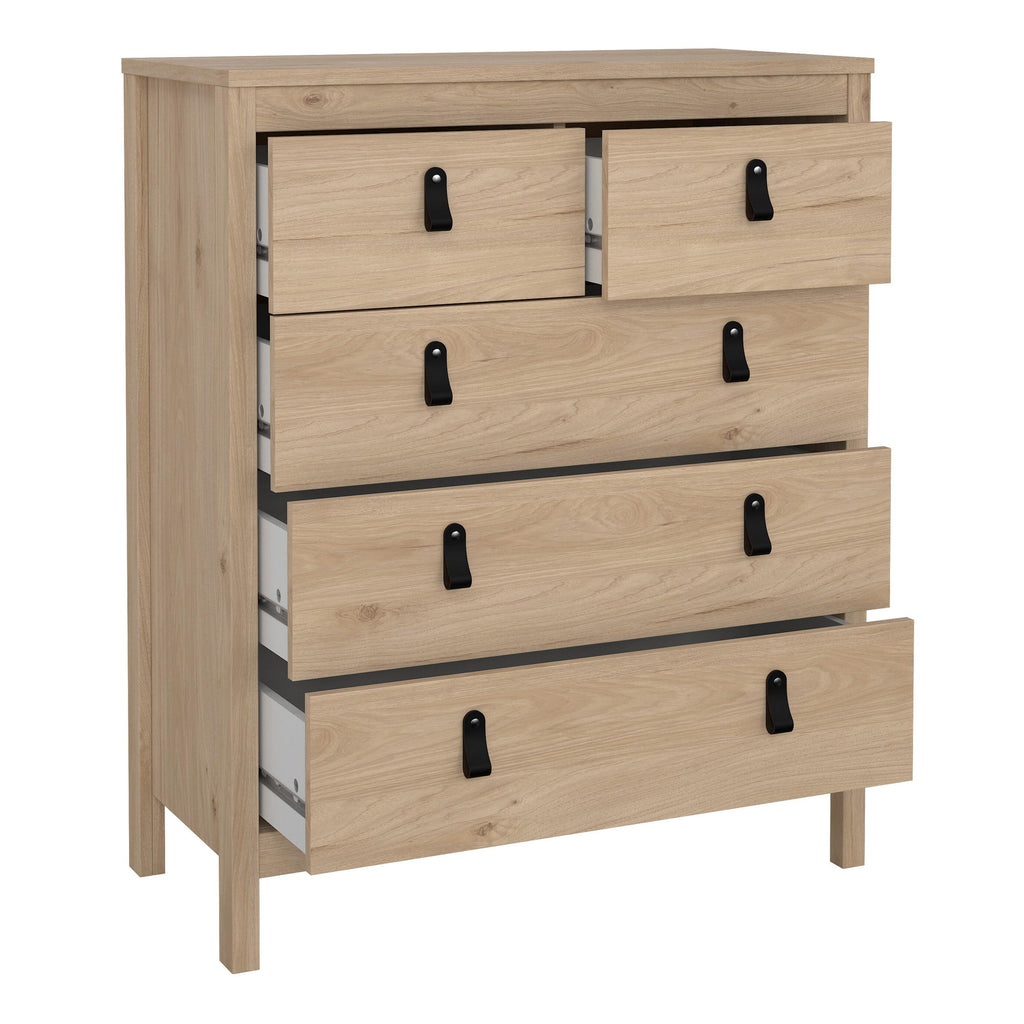 Barcelona Package - Bedside Table 2 Drawers + Chest 5 Drawers + 2 Door Wardrobe in Jackson Hickory Oak - image 7