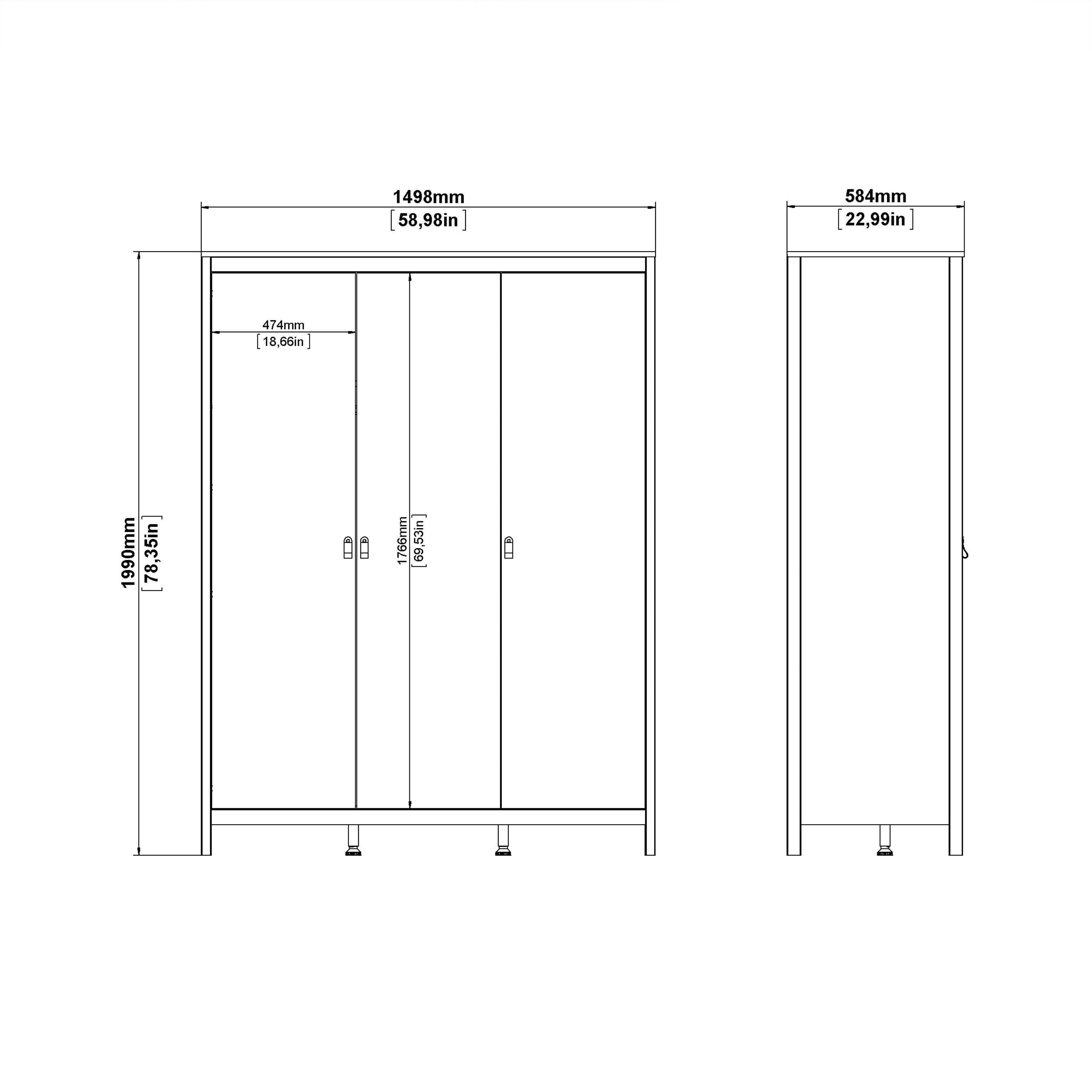 Barcelona Package - Bedside Table 2 Drawers + Chest 5 Drawers + 2 Door Wardrobe in Jackson Hickory Oak - image 13