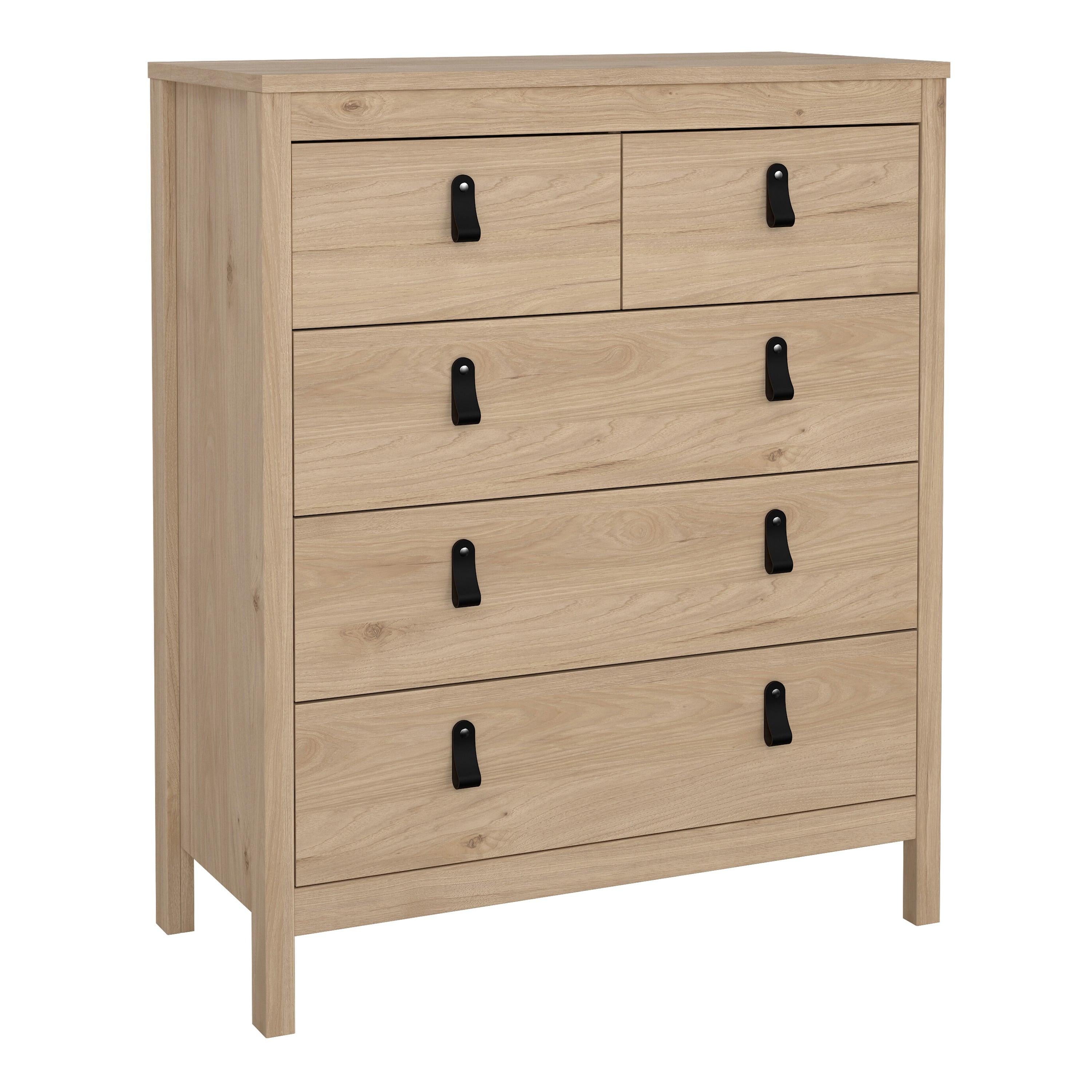 Barcelona Package - Bedside Table 2 Drawers + Chest 5 Drawers + 2 Door Wardrobe in Jackson Hickory Oak - image 6