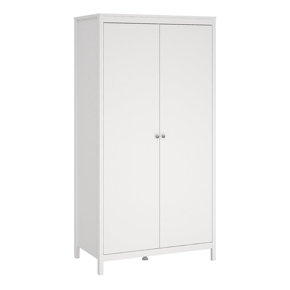 Madrid Package - Bedside Table 2 Drawers + Chest 5 Drawers + Wardrobe with 2 Doors in White - image 10