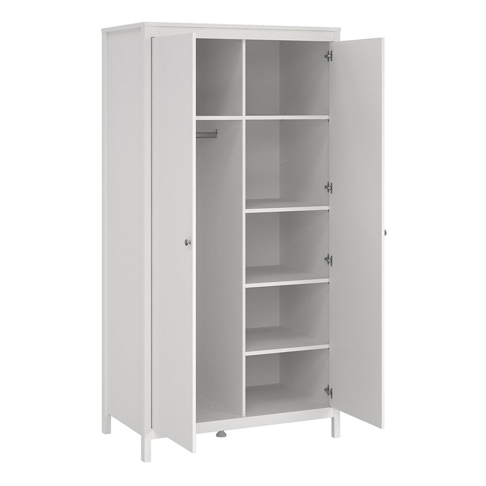 Madrid Package - Bedside Table 2 Drawers + Chest 5 Drawers + Wardrobe with 2 Doors in White - image 11