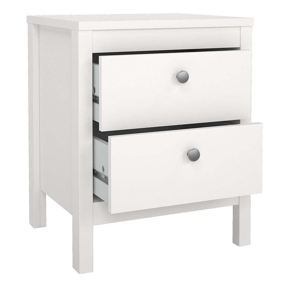 Madrid Package - Bedside Table 2 Drawers + Chest 5 Drawers + Wardrobe with 2 Doors in White - image 3