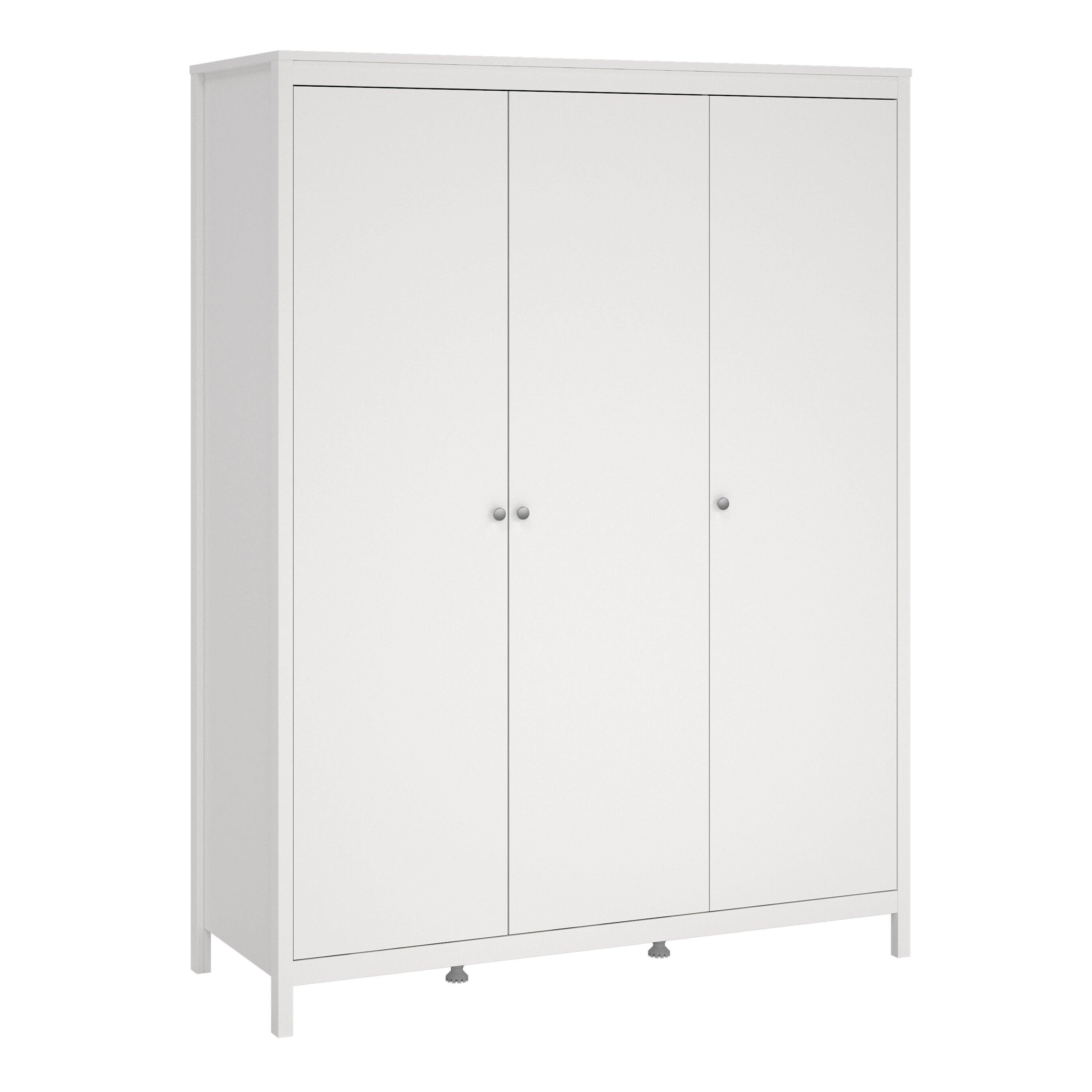 Madrid Package - Bedside Table 2 Drawers + Chest 5 Drawers + Wardrobe with 3 Doors in White - image 10