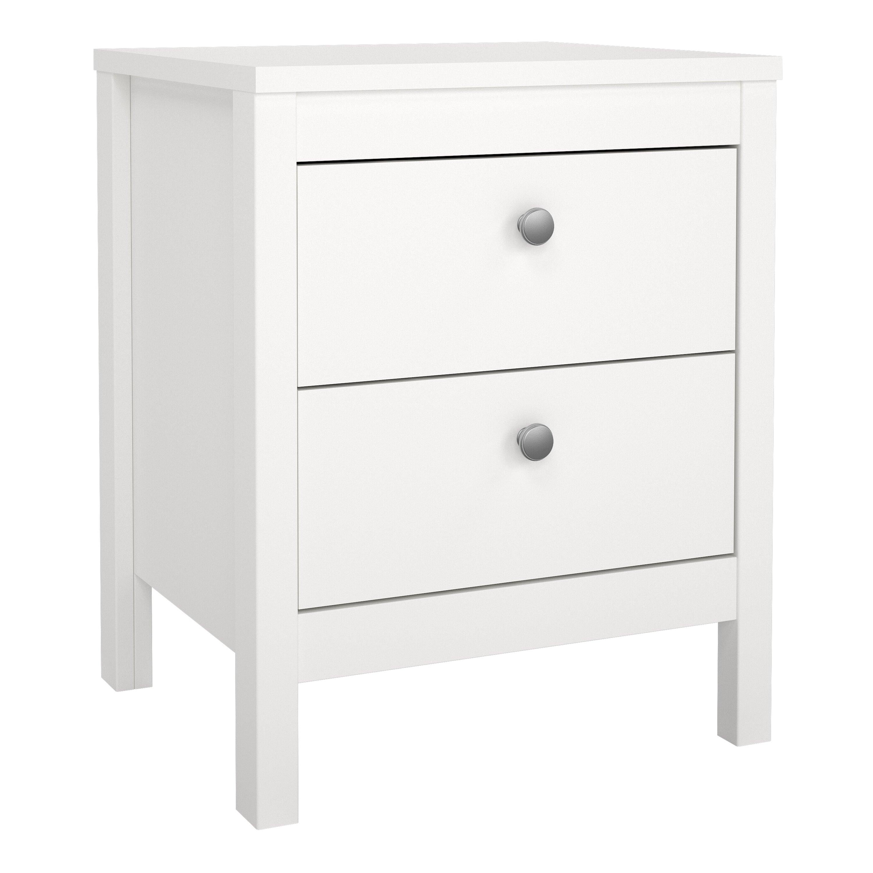 Madrid Package - Bedside Table 2 Drawers + Chest 5 Drawers + Wardrobe with 3 Doors in White - image 2