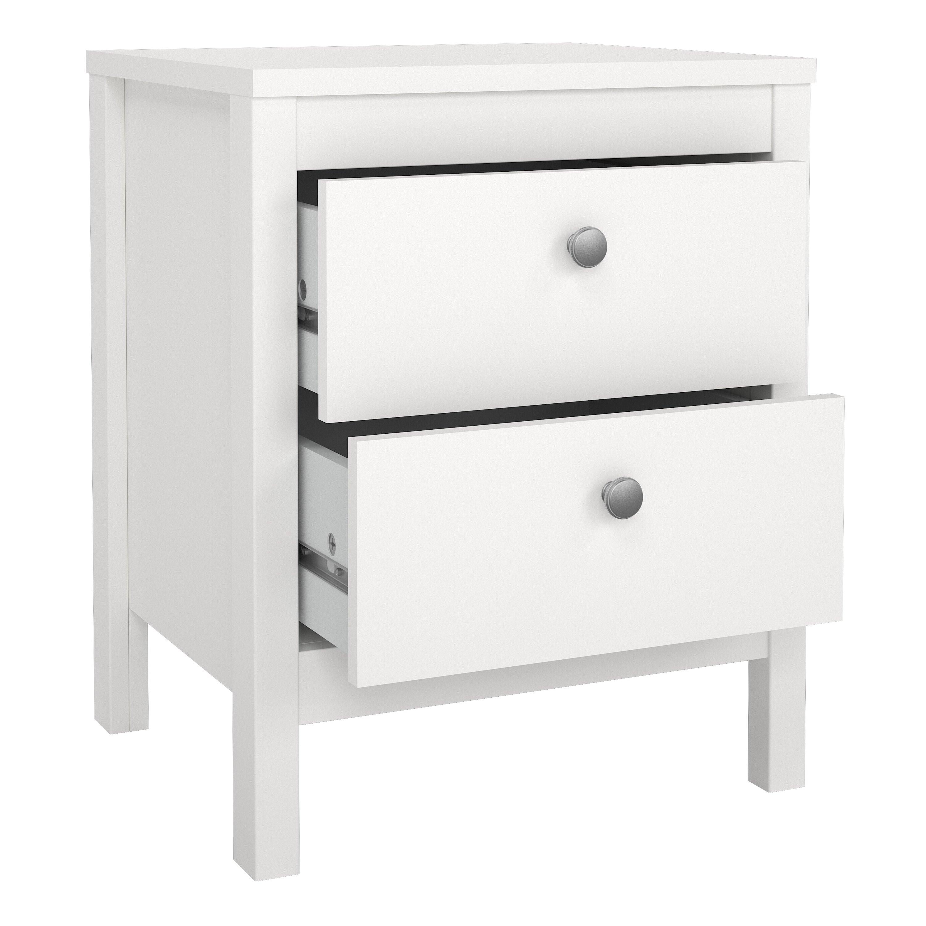 Madrid Package - Bedside Table 2 Drawers + Chest 5 Drawers + Wardrobe with 3 Doors in White - image 3