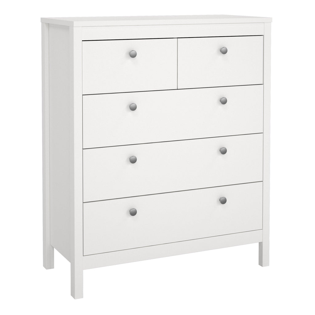 Madrid Package - Bedside Table 2 Drawers + Chest 5 Drawers + Wardrobe with 3 Doors in White - image 6
