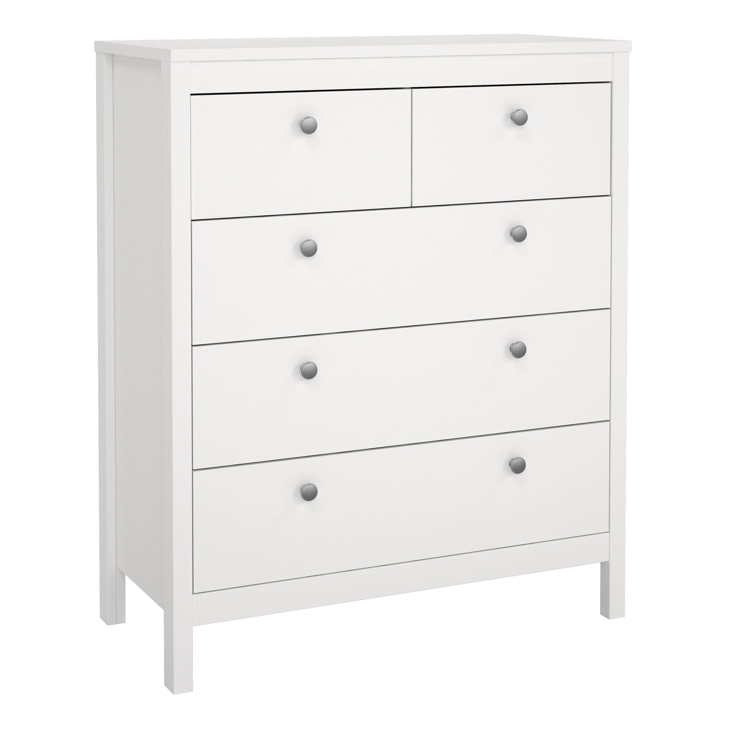 Madrid Package - Bedside Table 2 Drawers + Chest 5 Drawers + Wardrobe with 3 Doors in White - image 6