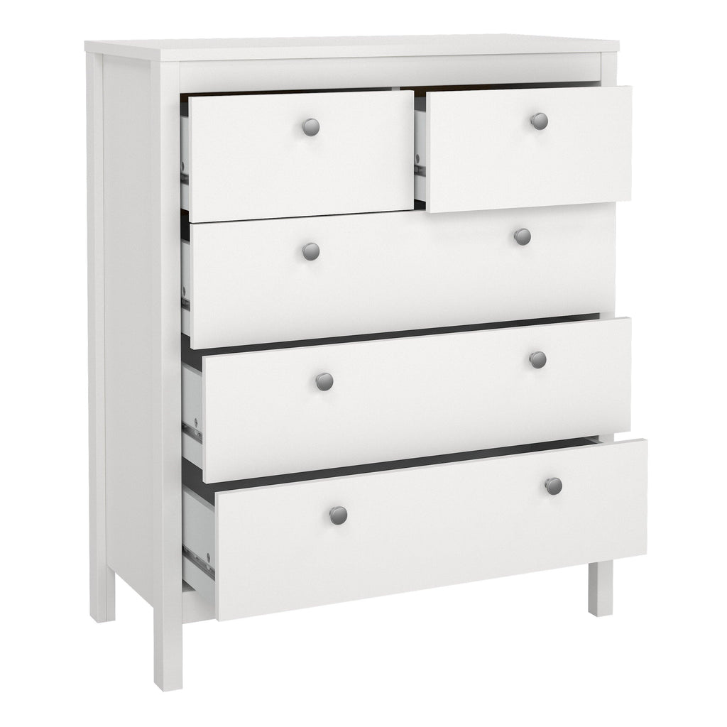 Madrid Package - Bedside Table 2 Drawers + Chest 5 Drawers + Wardrobe with 3 Doors in White - image 7