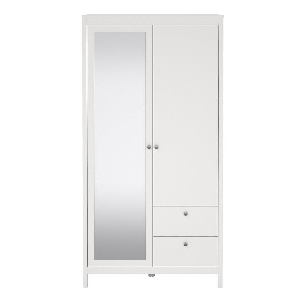 Madrid Wardrobe with 1 Door 1 Mirror Door 2 Drawers White - image 2