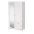 Madrid Wardrobe with 1 Door 1 Mirror Door 2 Drawers White - image 3