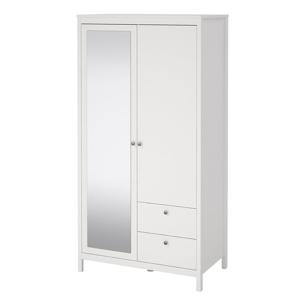 Madrid Wardrobe with 1 Door 1 Mirror Door 2 Drawers White - image 3
