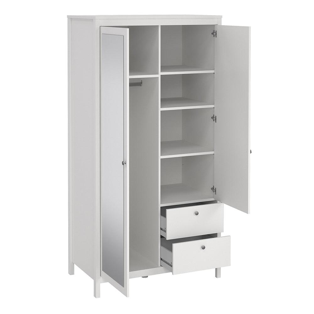 Madrid Wardrobe with 1 Door 1 Mirror Door 2 Drawers White - image 5