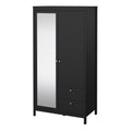 Madrid Wardrobe with 1 Door 1 Mirror Door 2 Drawers Matt Black - image 3