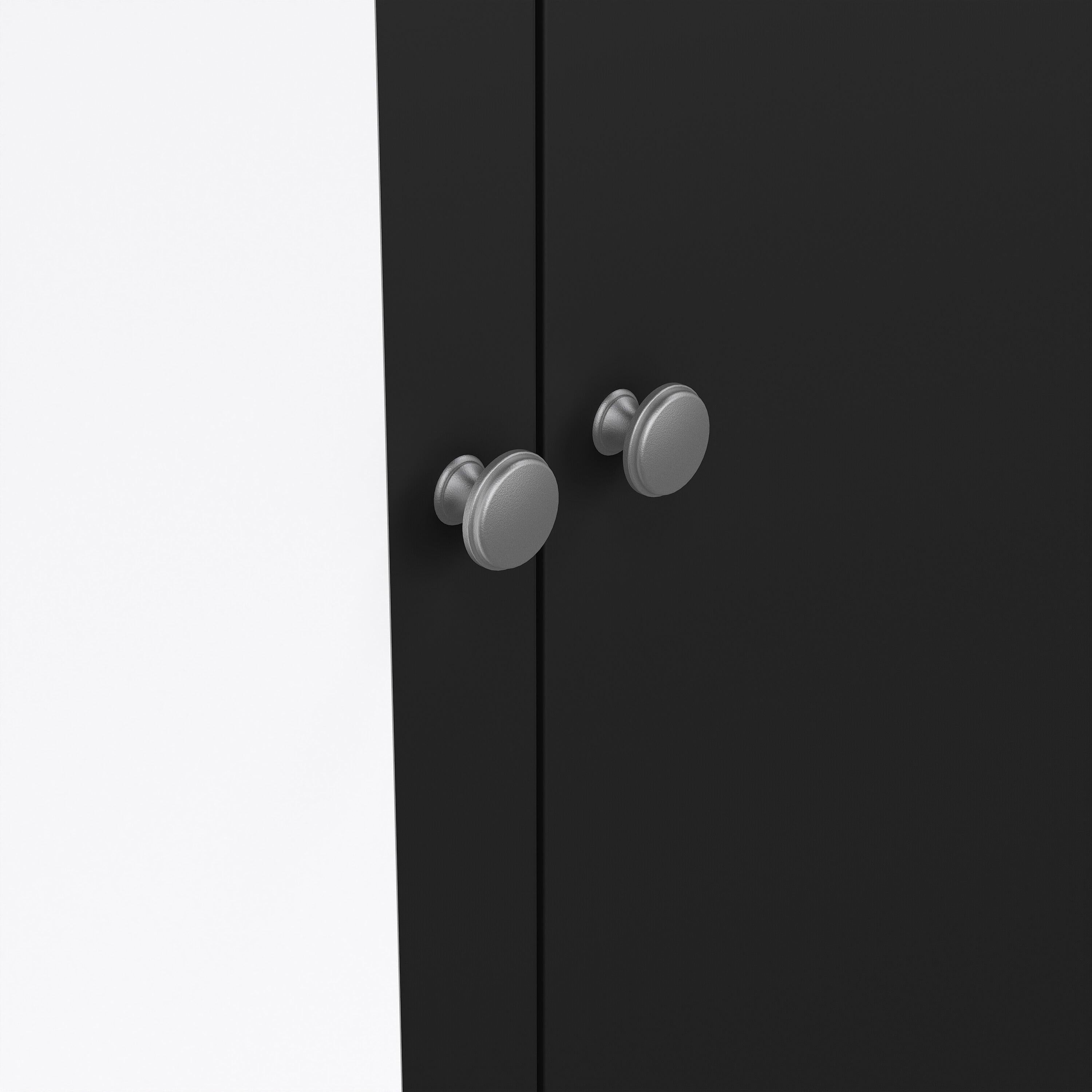 Madrid Wardrobe with 1 Door 1 Mirror Door 2 Drawers Matt Black - image 8