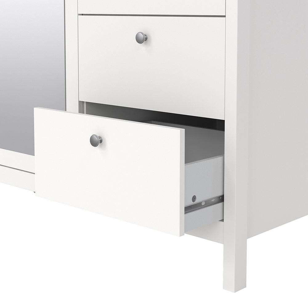 Madrid Wardrobe with 2 Doors 1 Mirror Door 2 Drawers White - image 10