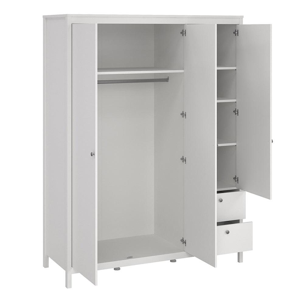 Madrid Wardrobe with 2 Doors 1 Mirror Door 2 Drawers White - image 5