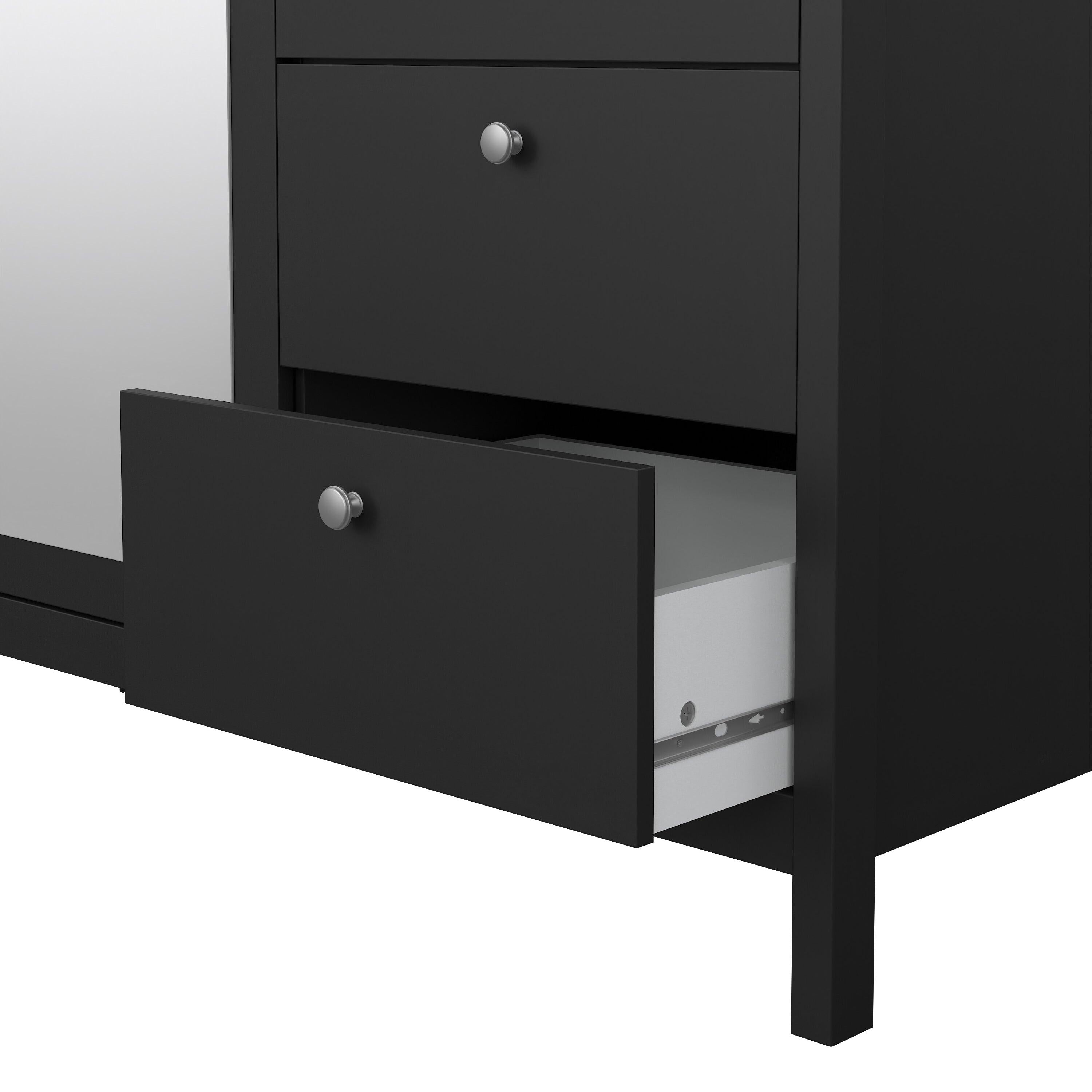 Madrid Wardrobe with 2 Doors 1 Mirror Door 2 Drawers Matt Black - image 10