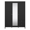 Madrid Wardrobe with 2 Doors 1 Mirror Door 2 Drawers Matt Black - image 2