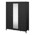 Madrid Wardrobe with 2 Doors 1 Mirror Door 2 Drawers Matt Black - image 3