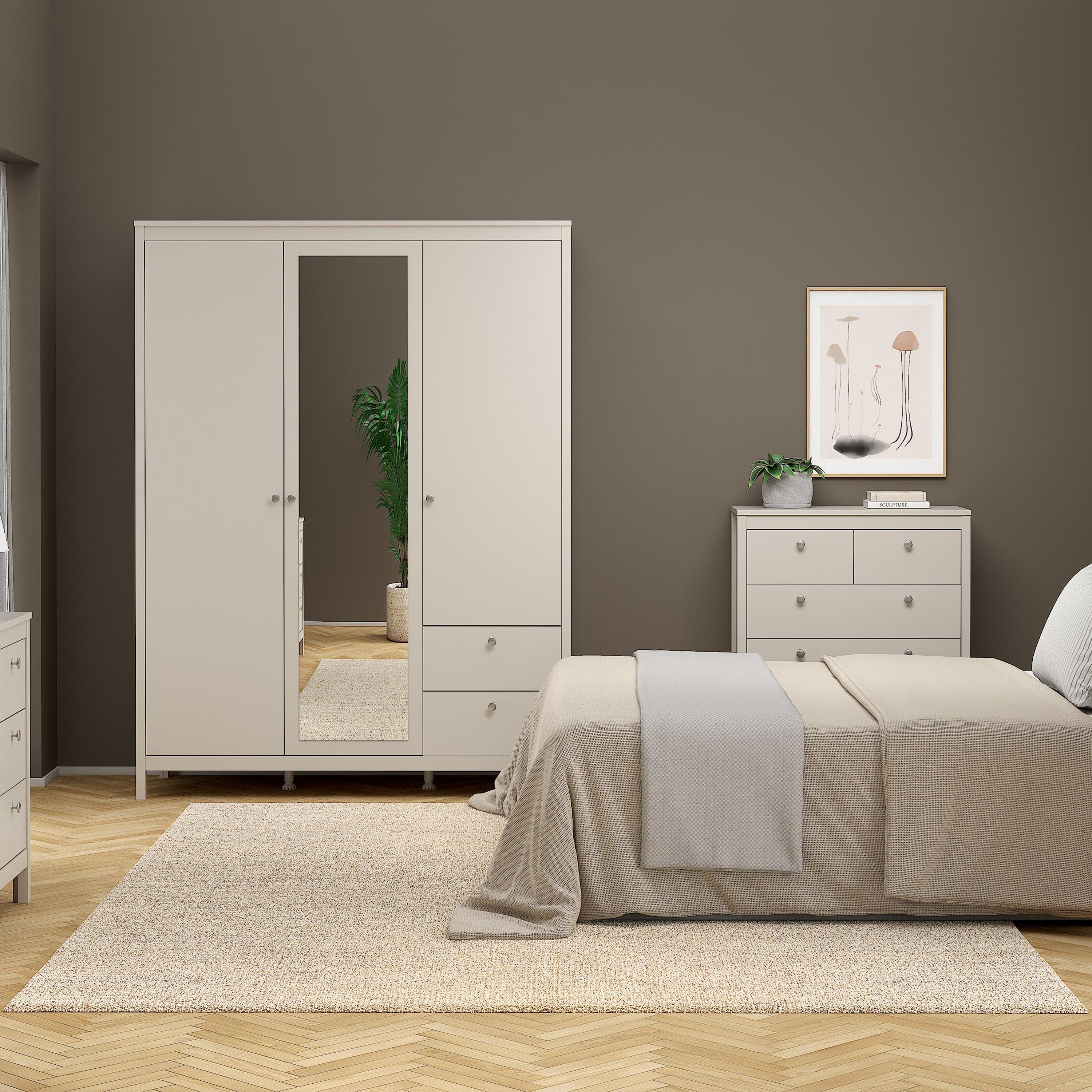 Madrid Wardrobe with 2 Doors + 1 Mirror Door + 2 Drawers in Cashmere - image 6