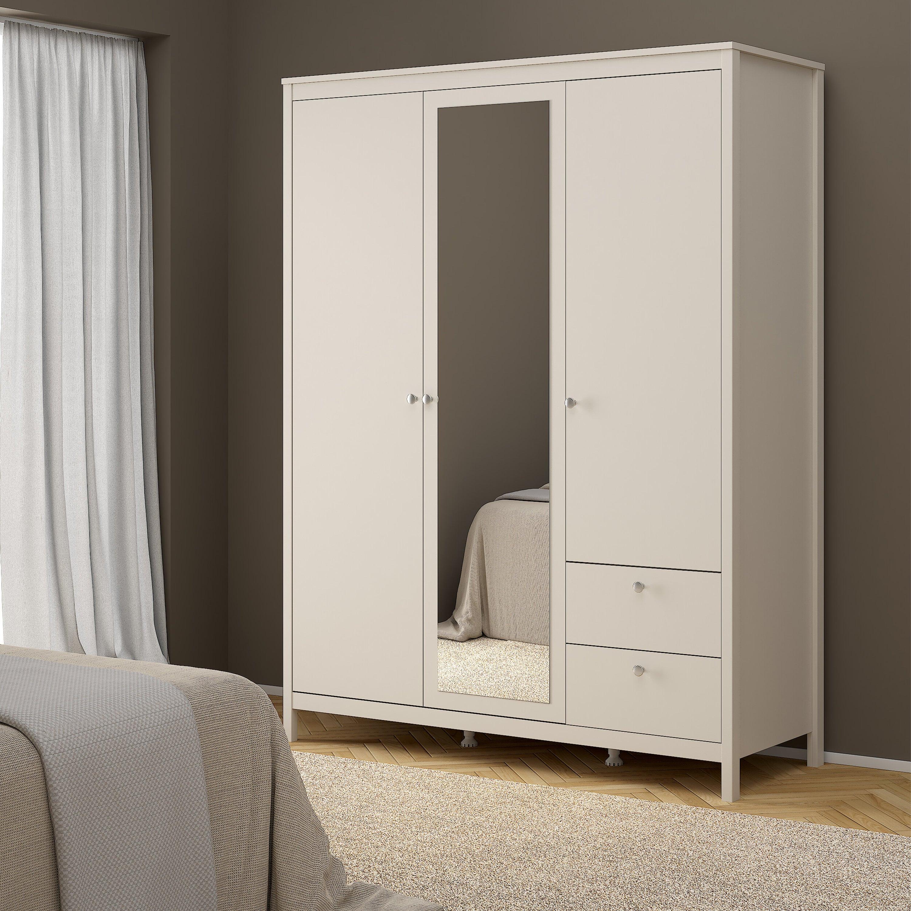 Madrid Wardrobe with 2 Doors + 1 Mirror Door + 2 Drawers in Cashmere - image 7