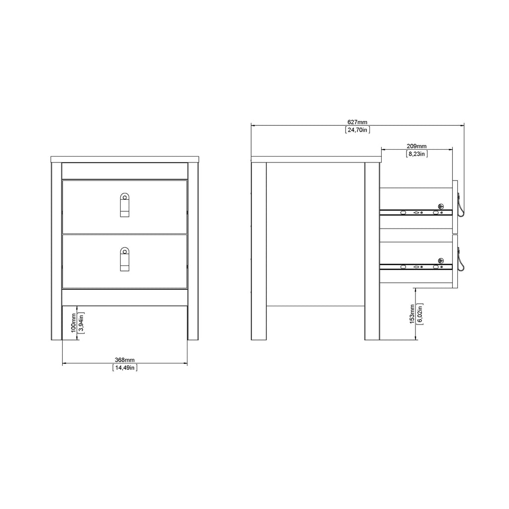 Madrid Bedside Table 2 Drawers in White - image 12