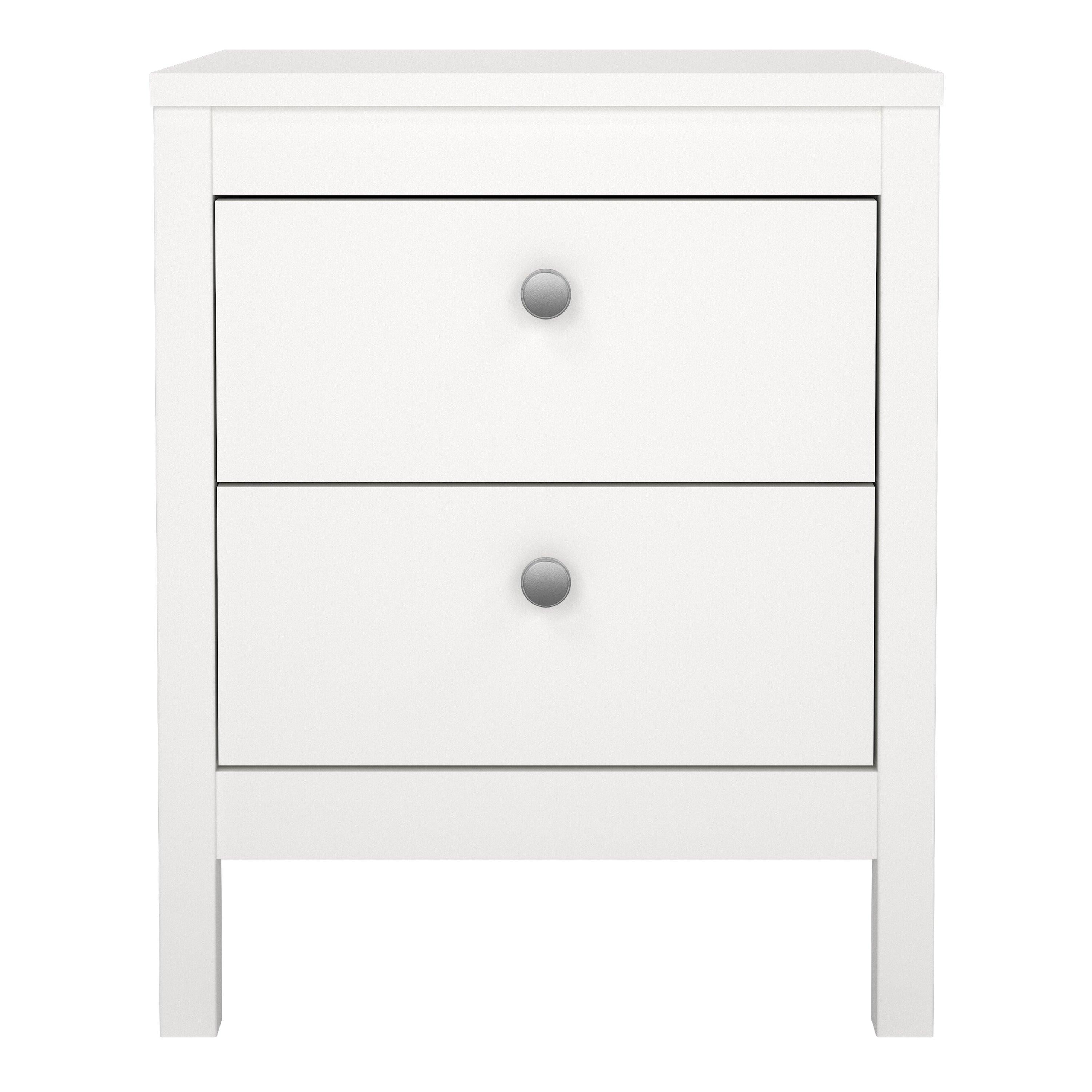 Madrid Bedside Table 2 Drawers in White - image 2