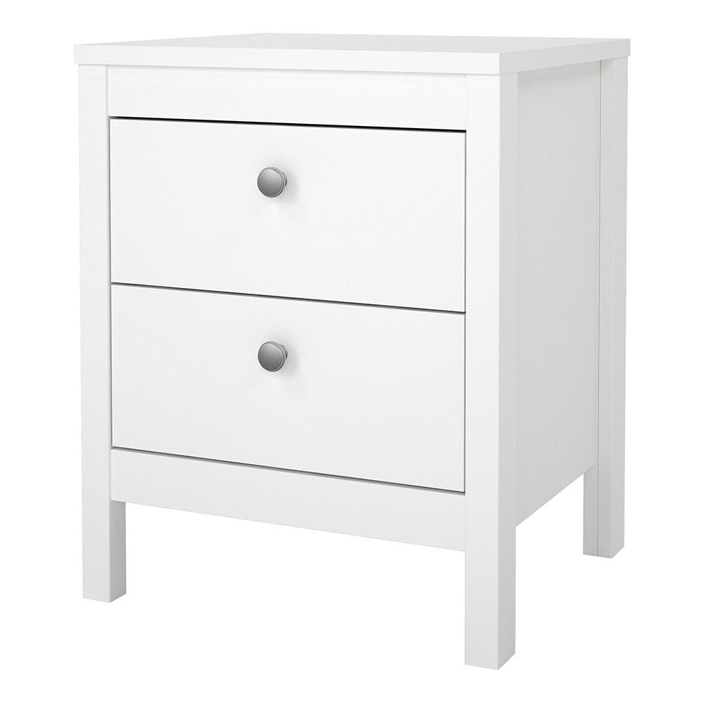 Madrid Bedside Table 2 Drawers in White - image 3