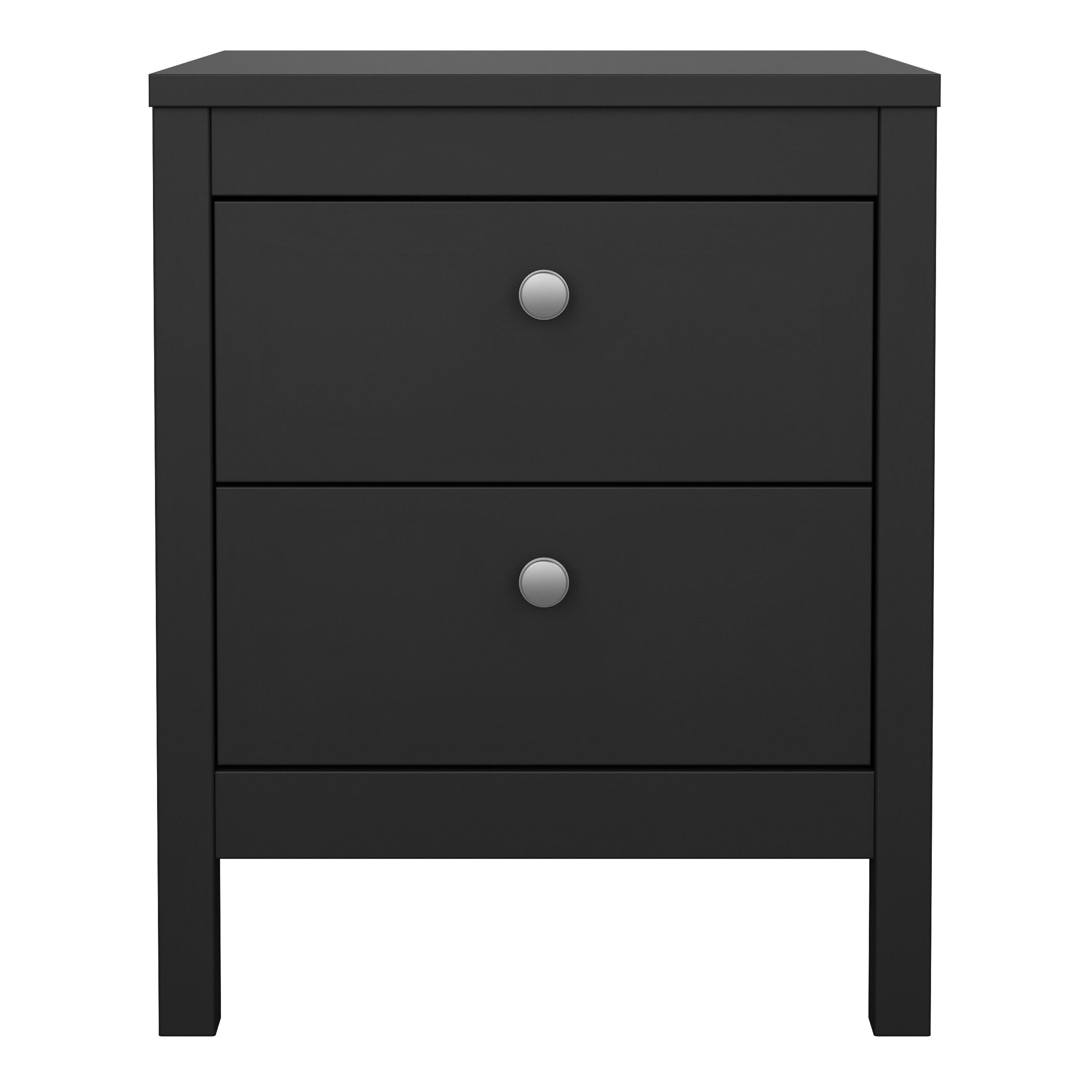 Madrid Bedside Table 2 Drawers in Matt Black - image 2