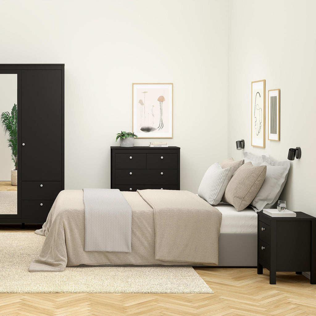 Madrid Bedside Table 2 Drawers in Matt Black - image 6