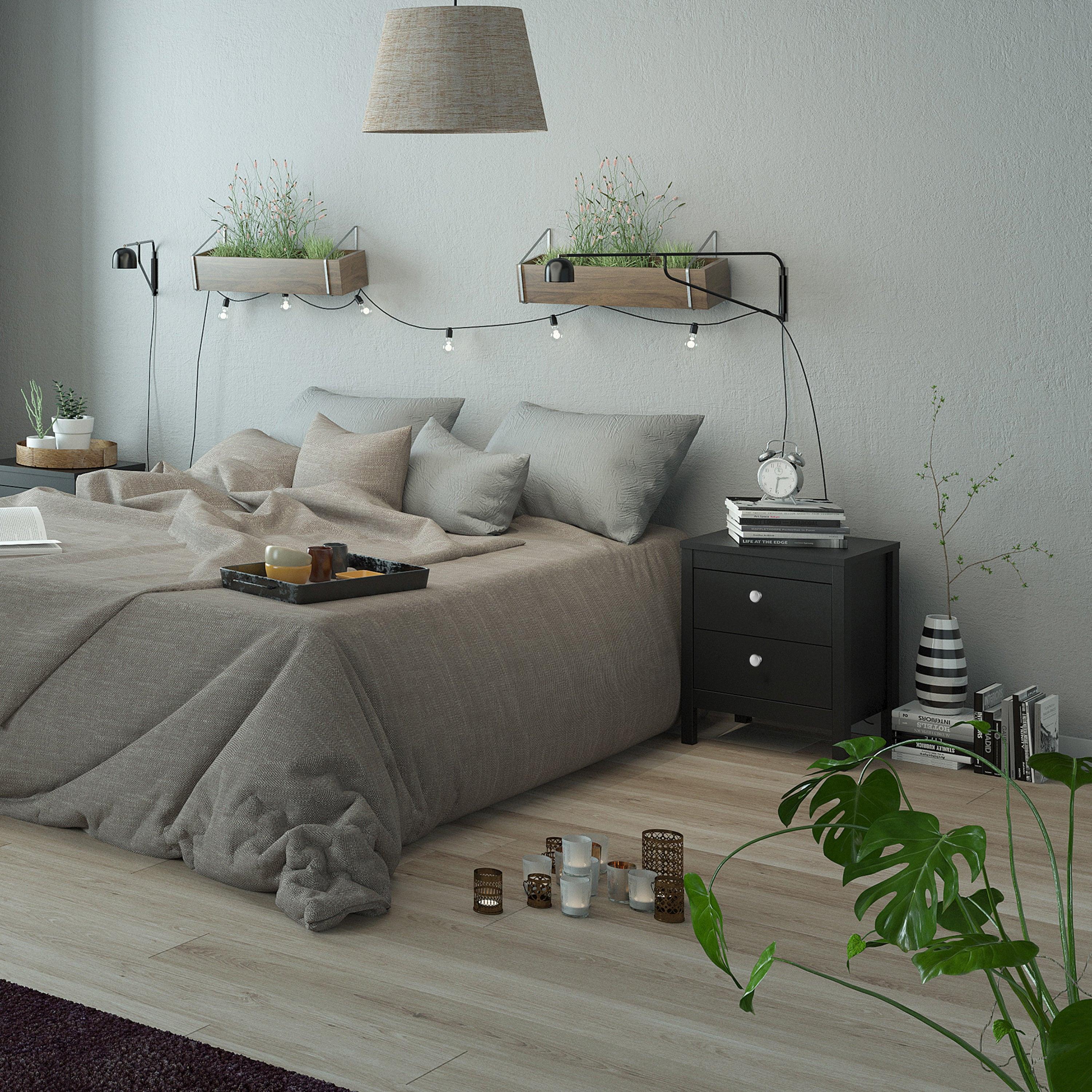 Madrid Bedside Table 2 Drawers in Matt Black - image 7