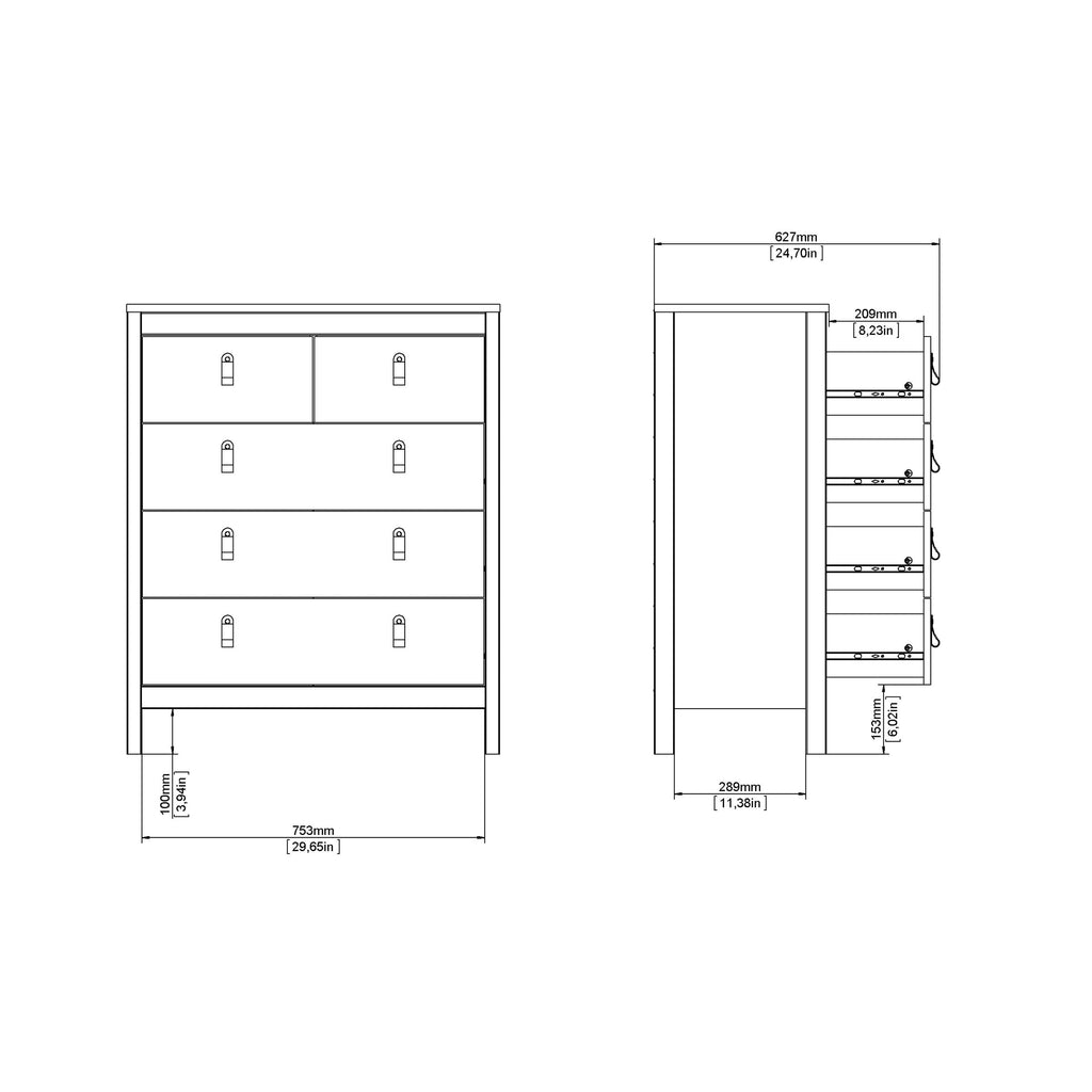 Madrid Chest 3+2 Drawers in Matt Black - image 13