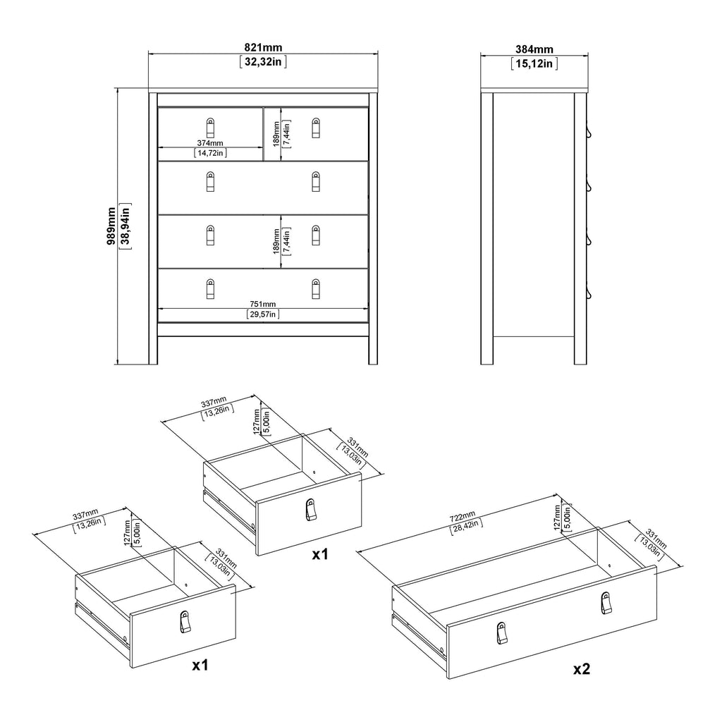 Madrid Chest 3+2 Drawers in Jackson Hickory Oak - image 12