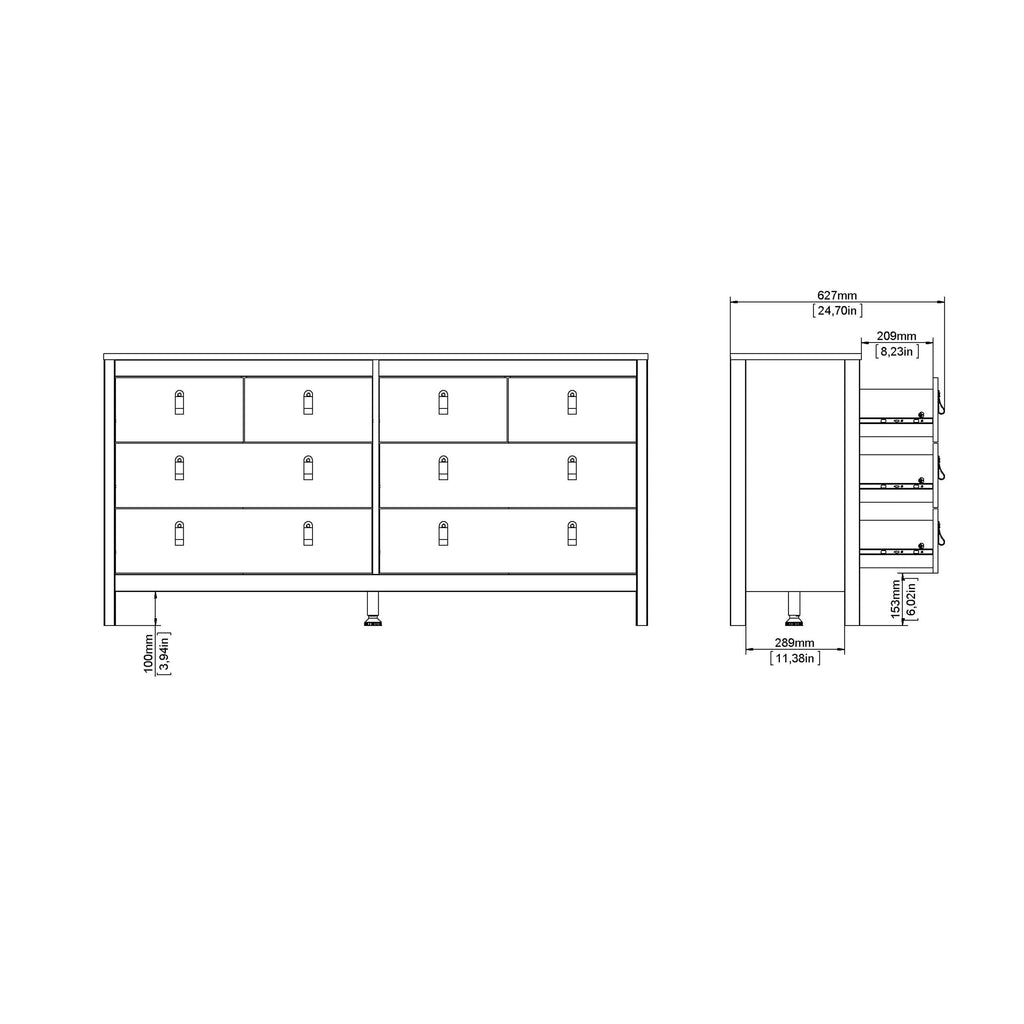 Madrid Double Dresser 4+4 Drawers in Matt Black - image 11