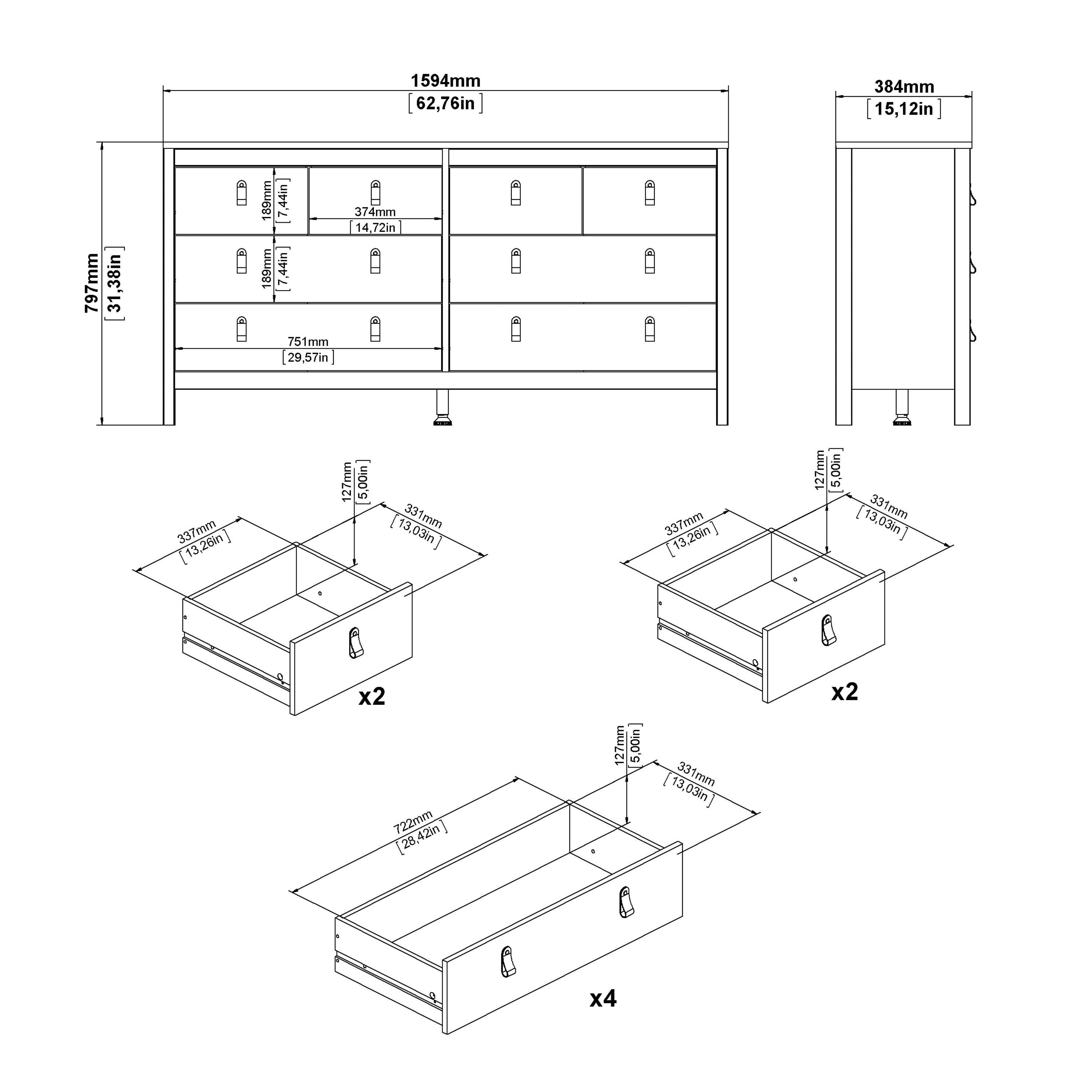 Madrid Double Dresser 4+4 Drawers in Jackson Hickory Oak - image 10