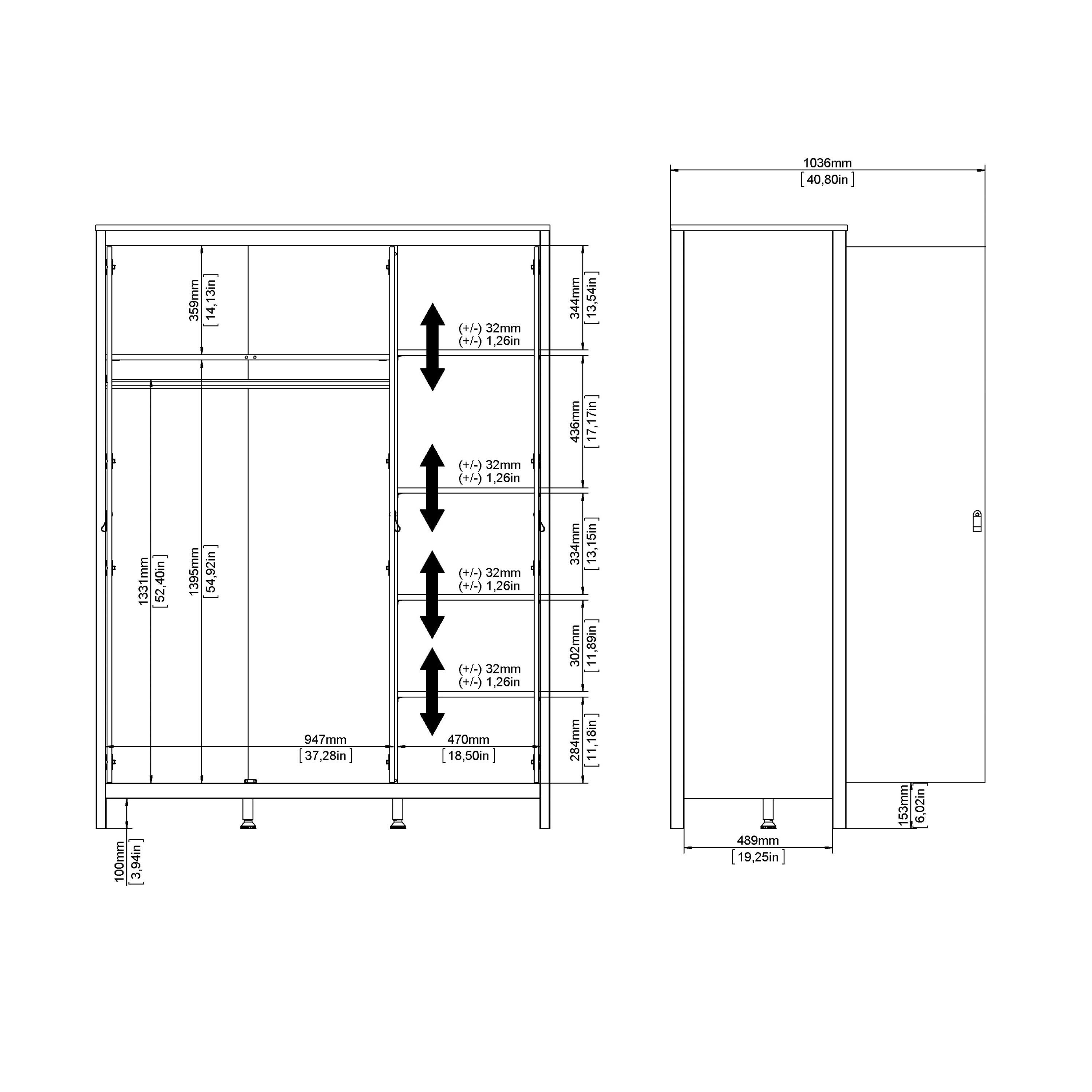Madrid Wardrobe with 3 Doors in Matt Black - image 11