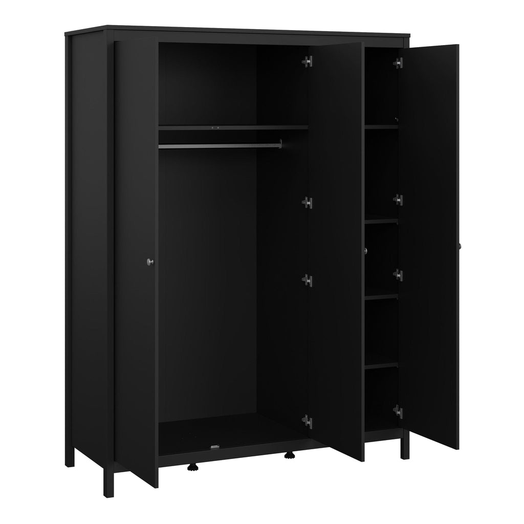 Madrid Wardrobe with 3 Doors in Matt Black - image 5