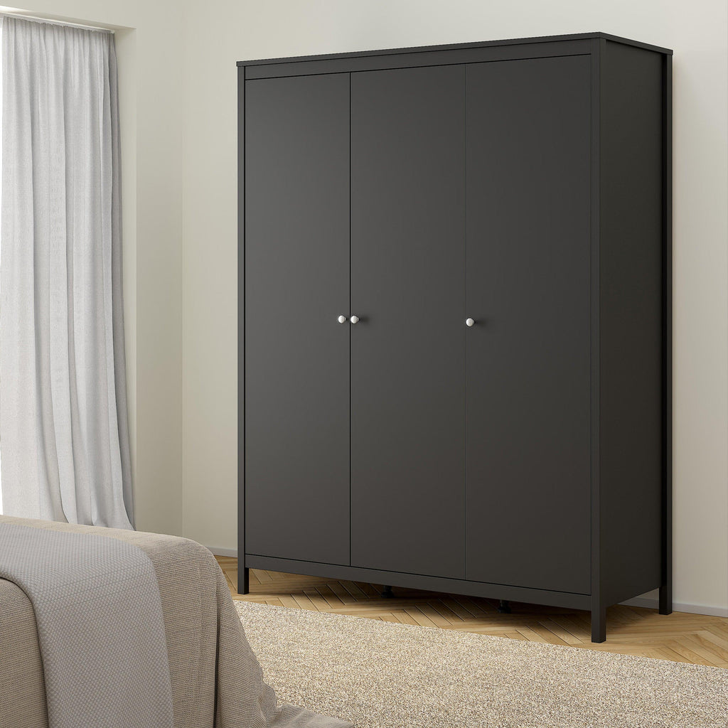 Madrid Wardrobe with 3 Doors in Matt Black - image 6