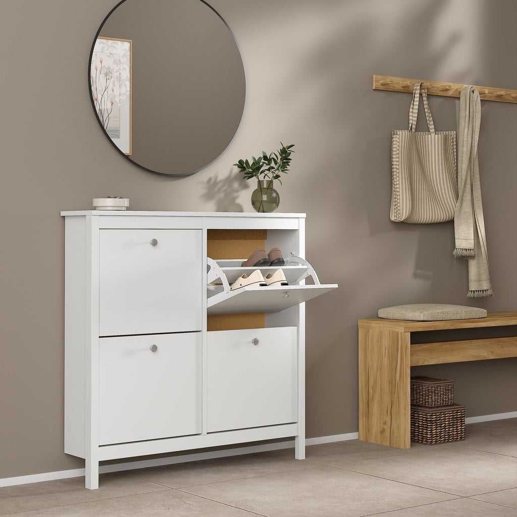 Madrid Shoe Cabinet 4 Flip Down Doors in White - image 8