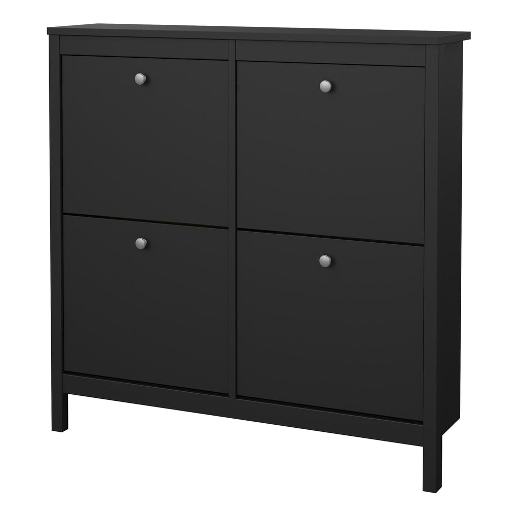 Madrid Shoe Cabinet 4 Flip Down Doors in Matt Black - image 3
